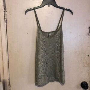 Olive Green Lace Tank Top